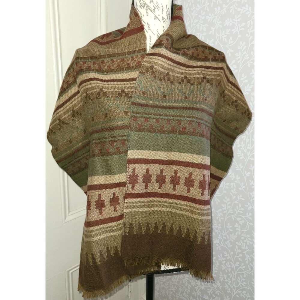 Vtg Polo Ralph Lauren woven wool Southwest design unisex large scarf / wrap